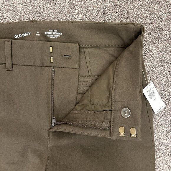 Old Navy Womens Pixie Skinny Ankle Pants Size 4 Tall Green High Rise Stretch NWT - Picture 5 of 16